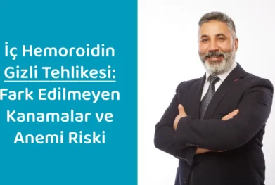 Op. Dr. Selahattin Yitgin ve yanında "İç Hemoroidin Gizli Tehlikesi: Fark Edilmeyen Kanamalar ve Anemi Riski" başlığı yer alan makale kapak görseli.